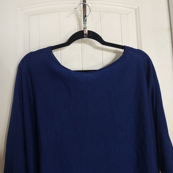 Eileen Fisher Womens Top Fine Merino Jersey Wool Blue Bateau Neck Sweater Sz 1X - Picture 3 of 11